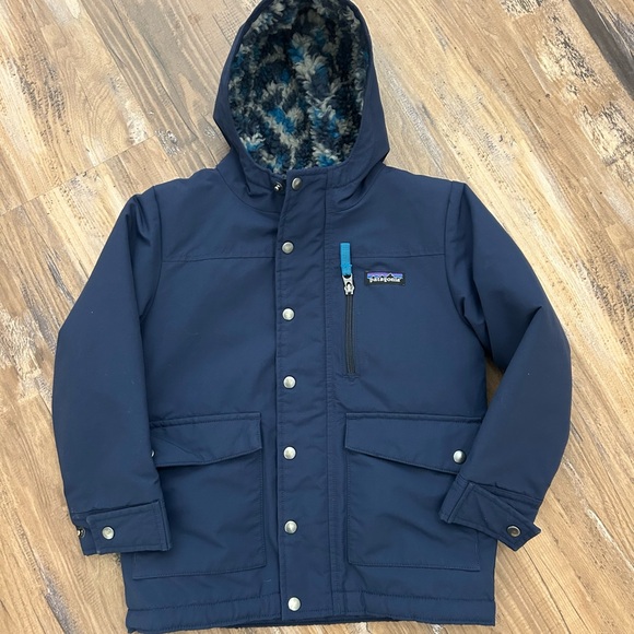 Patagonia Kids Navy Hooded Puffer Jacket - Picture 2 of 7